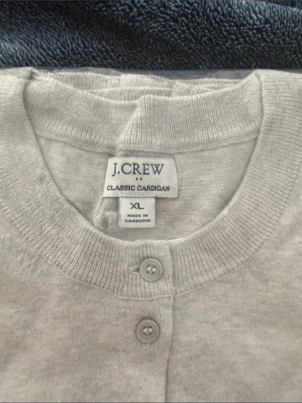 J. Crew Light Gray Button-Up Crewneck Cardigan - Picture 2 of 6